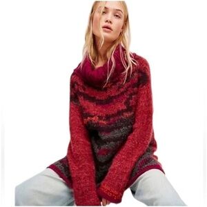Free people tigers eye sweater size XS wool alpaca mohair blend cowl neck